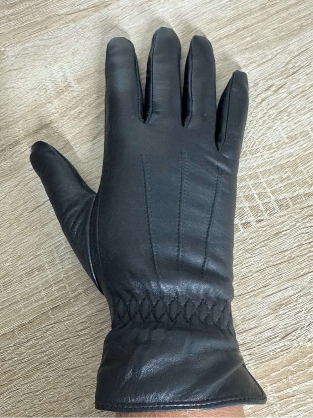 Kebesu Women M Black Sheepskin Leather Cashmere Lined Driving Gloves